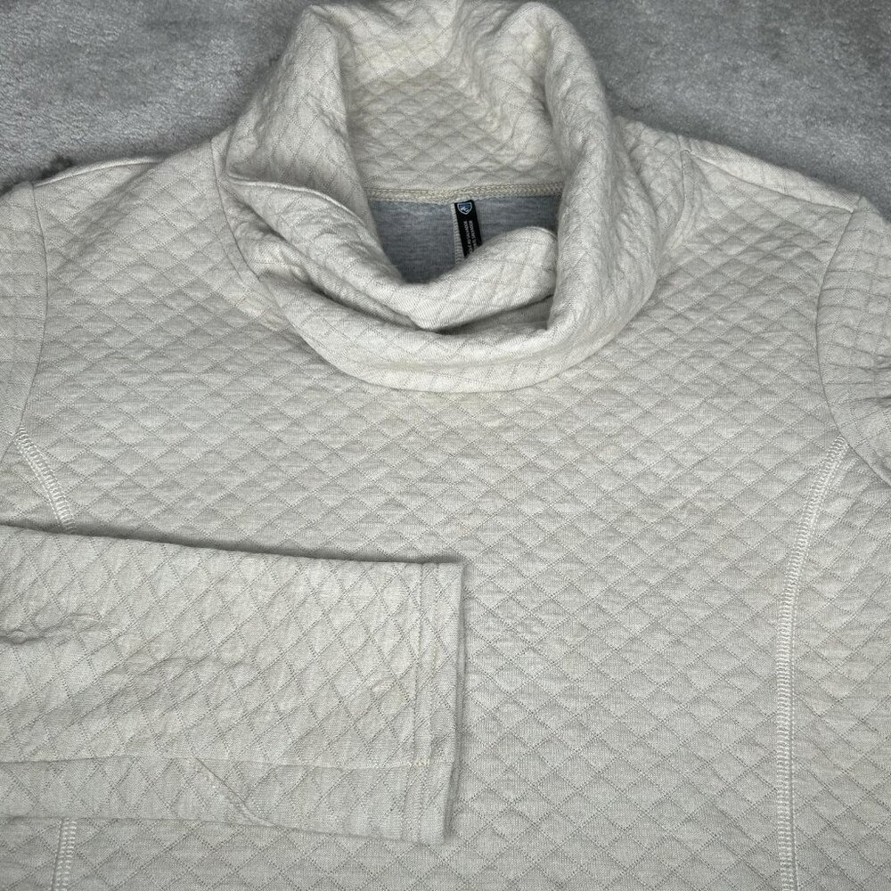 Kuhl Sweater Womens M Quilted Cowl Neck Pullover Pockets Logo Knit Lined Outdoor - Picture 3 of 13